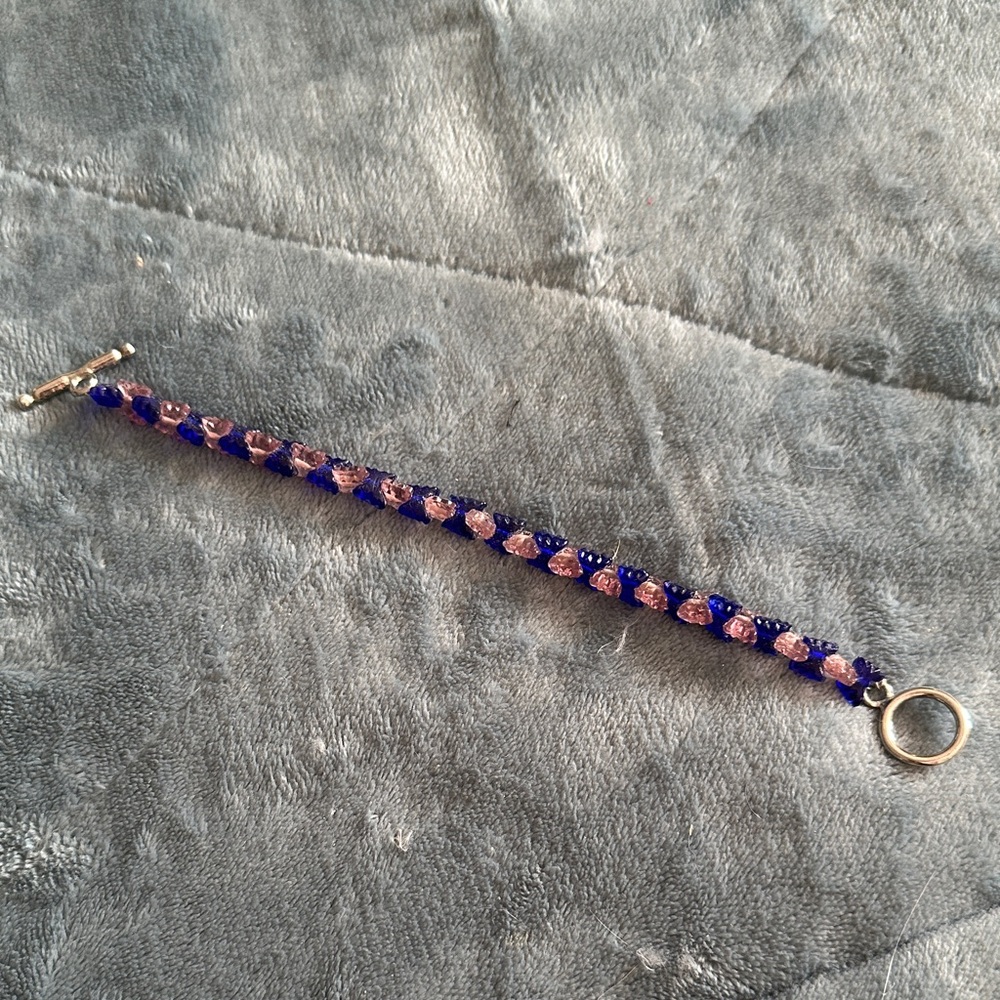 Elegant Blue and Pink Beaded Bracelet